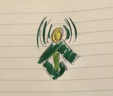 Handskizze Monogramm mit Signal-Symbol